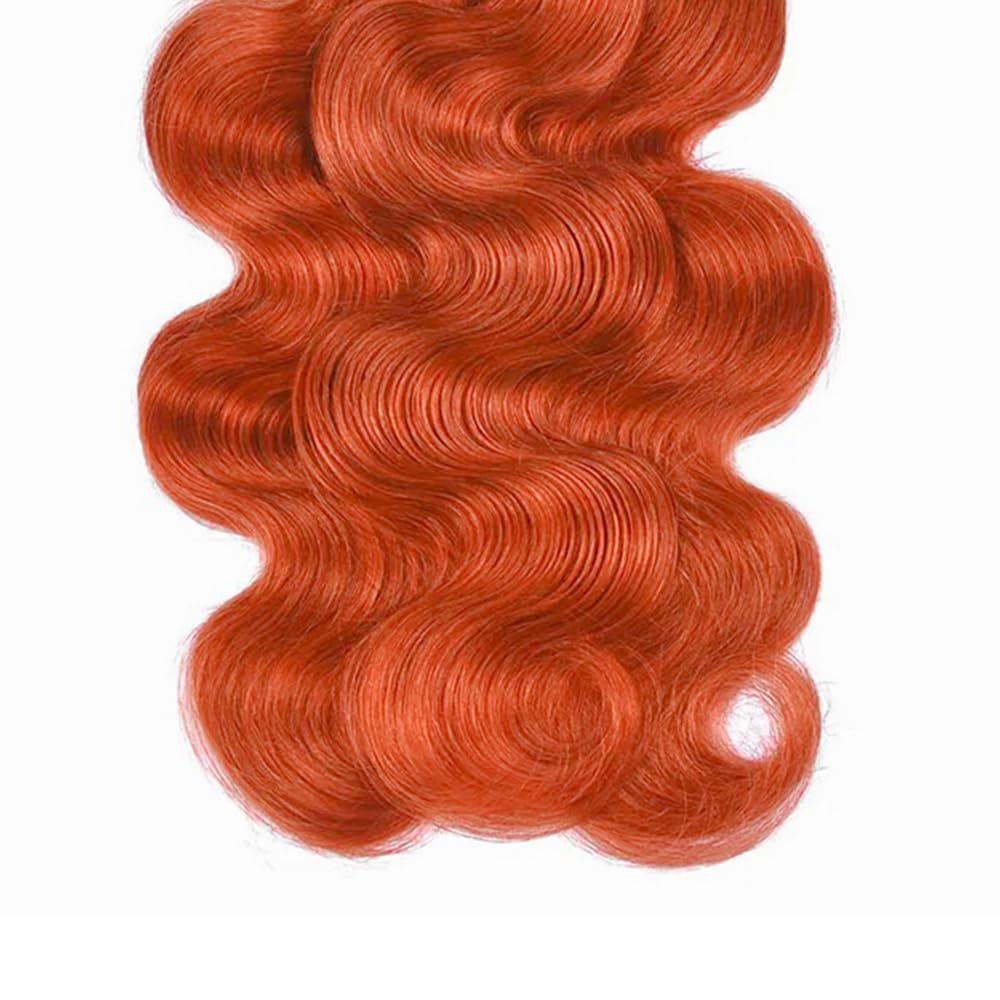 Suhkrpt Hair Color 350 Bundles Human Hair Ginger Body Wave Human Hair Bundles Orange Bundles Human Hair 16 16 16 Inch Color 350 Body Wave Bundles Ginger Bundles