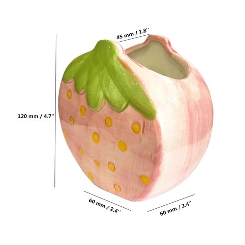 TANG SONG Ceramic Strawberry Make up Brush Holder Cosmetic Storage Box Pen and Pencil Holder Desktop Organizers (Pink)