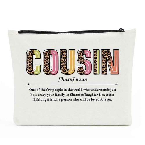 Cousin Makeup Bag - Cosmetic Bag for Women, Best Friend, Sister Gifts - Long Distance Relationship, Birthday, Wedding, Graduation Gift