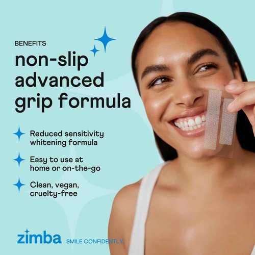 Zimba Teeth Whitening Strips for Teeth Sensitive, White Strips for Teeth Whitening, Teeth Whitener Stain Remover 28 White Strips Included Per Pack, 2 Pack (14 Day Treatment), Mint and Peach