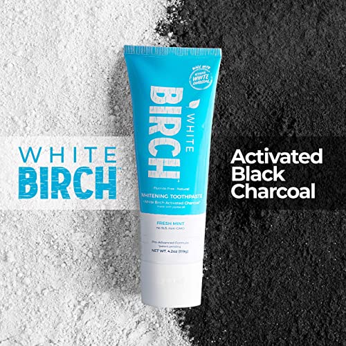 White Birch Activated White Charcoal Toothpaste Whitening - Professional Teeth Whitening Toothpaste Charcoal - Natural and No Fluoride Oral Care (Activated Charcoal Toothpaste)