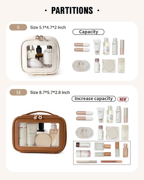 EACHY Clear Makeup Bag Cosmetic Organizer, Waterproof Travel Cosmetic Case with Zipper for Women, Transparent Toiletry and Skincare Pouch, Portable Car or Purse Bag for Travel Essentials