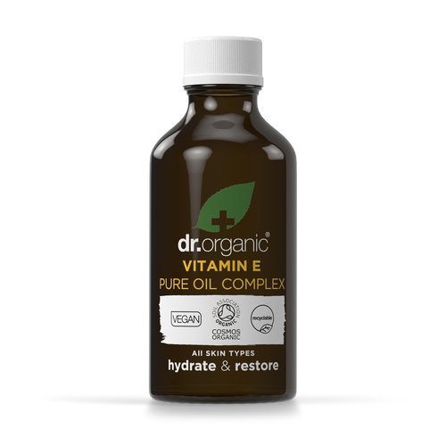 Dr. Organic Vitamin E Pure Oil Complex | Nourishes and Protects Skin, Enhances Elasticity, Natural, Certified Organic, Paraben & SLS-Free, 50 mL / 1.7 fl oz