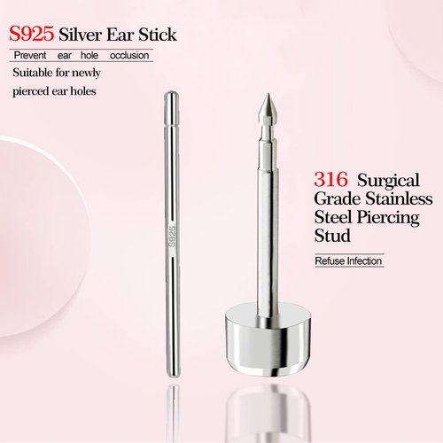 EOKOW Ear Piercing Kit Professional Reusable Self Peircings Gun Tools With Silver Earrings Set Stainless Steel Studs For All Body Lip Nose Salon Home Use