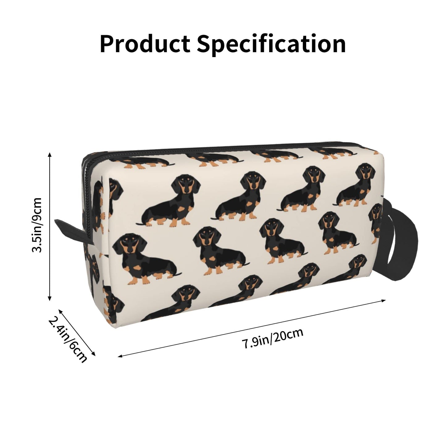 TOLUYOQU Doxie Dachshund Weiner Dog Makeup Bag Cosmetic Travel Bag Toiletry Organizer Pouch With Zipper For Women