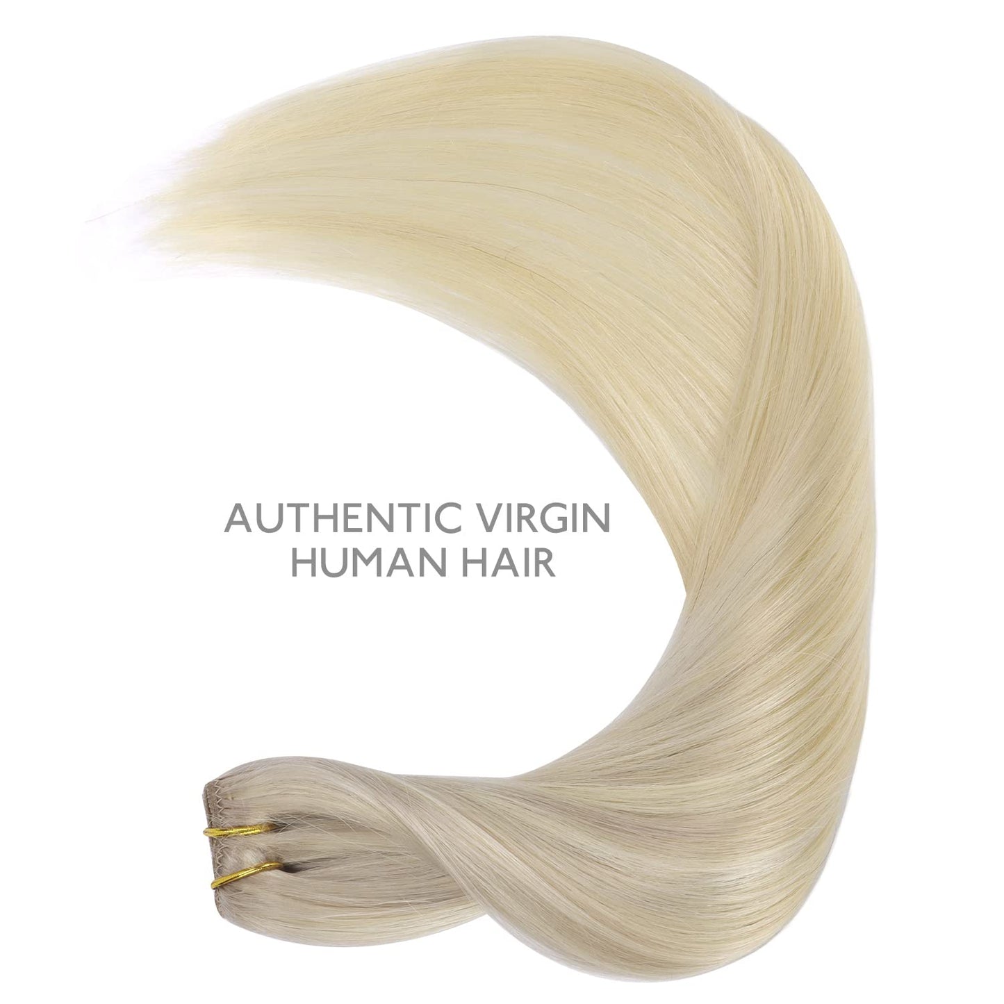 WENNALIFE Clip in Hair Extensions Real Human Hair Refill, 30g 14 inch 2pcs Ombre Ash Blonde to Golden Blonde Balayage Platinum Blonde Hair Extensions Clip in Human Hair for Hair Loss and Thinning Hair