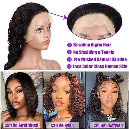 LICHANG Wear And Go Body Wave Bob Wig Human Hair 13x4 HD Lace Front Wigs Glueless Pre Plucked with Baby Hair 180% Density Short Bob Wigs for Black Women (16 Inch, Natural Color)