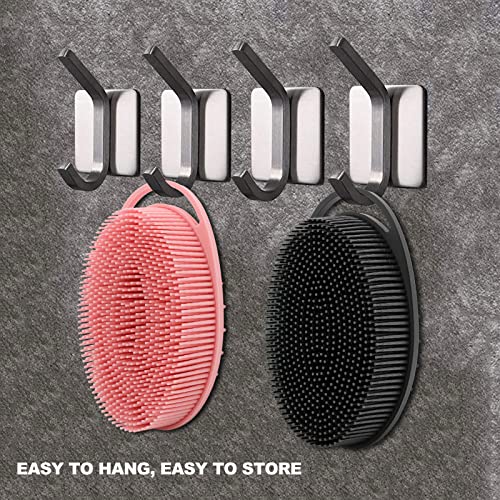 Silicone Body Scrubber, Silicone Loofah Double-Sided Body Brush,Silicone Shower Scrubber and Scalp Massager Shampoo Brush for Sensitive Kids Women Men All Kinds of Skin (1PCS Cool Gray)