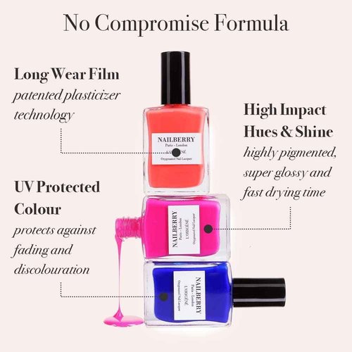 Nailberry L'Oxygéné Oxygenated Nail Lacquer | Rouge | Bright Red Opaque Nail Polish | UV Protected Long-Wear Nail Polish | 12-Free | Vegan | Certified Halal | Cruelty & Gluten Free | 15 ml
