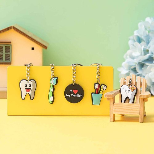 Henoyso 72 Pcs Tooth Shape Keychain Dentist Key Ring Dental Assistant Gifts Cute Tooth Ornament Keychain Gift for Dentist Students Office Staffs Dental Assistants