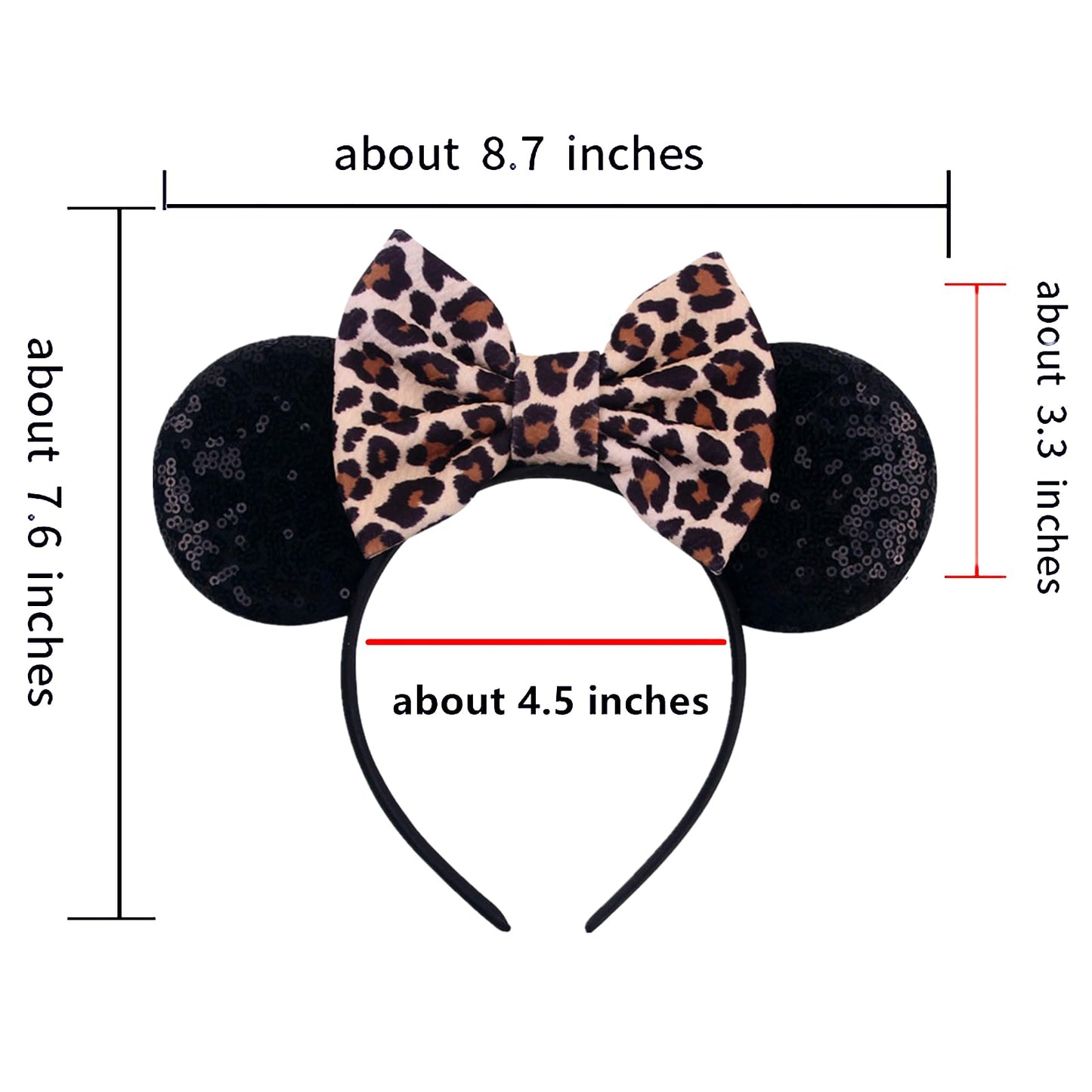 JOYFISCO Mouse Ears Headbands Shiny Bow Mouse Ears Headband Glitter Party Princess Decoration Cosplay Costume for Women Girls