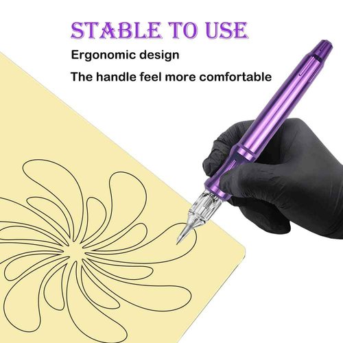 Chiitek Tattoo Kit Handpoke Tattoo Manual Kit 20PCS Tattoo Cartridge Needles,Hand Tattoo Kit Complete DIY Tattoo Tool Kit with Ink Purple