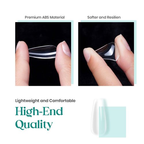 beetles Gel Polish 2 in 1 Nail Glue Base Gel and No Wipe Top Coat Kit,and Medium Coffin False Nails Tips 500Pcs