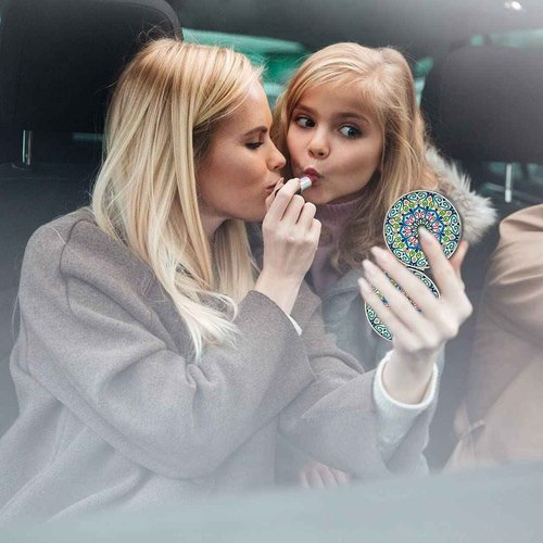 Beaufy Compact Mirror Bulk Handheld - Pocket Purse Travel Makeup Mirrors Round Folding Portable Dual Sided 2X Magnification- Mandala Designs Gift for Girls Women - Pack of 6
