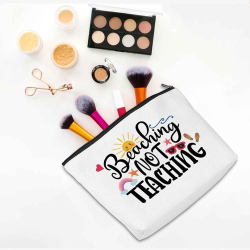 CQM Thank You Teacher Gifts Makeup Bag Teacher Appreciation Gifts Cosmetic Bag Unique Birthday Christmas Gifts-Beaching Not Teaching