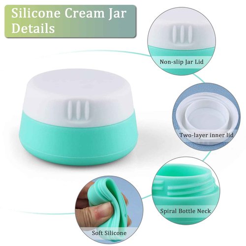 Cosywell Cream Jars for Toiletries Silicone & PP Travel Size Toiletries 8PCS TSA Approved Leak-proof Travel Size Containers Refillable Cosmetic Containers with Lid for Lotion Makeup Cosmetics