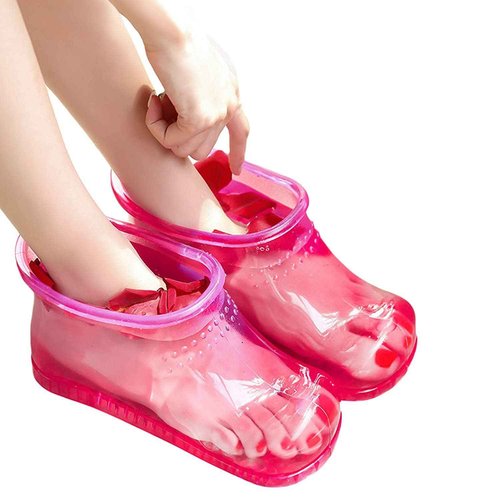 WMHYLYH Movable Foot Soaker, Portable Feet Soaking Tub Massage Foot Bath Shoes, Bath Massager Basin Pedicure Feet Spa Shoes for Thermal Massage to Promote Blood Circulation (Large, Red)