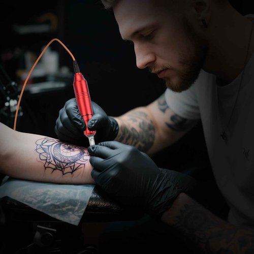 ATOMUS Tattoo Gun Machine Kit, Pen Style Tattoo Cartridge Machine with 14 Color 5ml Inks Power Supply 20pcs Tattoo Cartridge Needles Foot Pedal