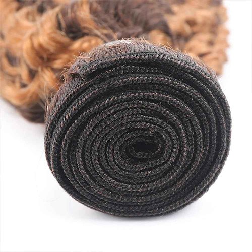 Light Brown Highlight Human Hair Ombre Brown Bundles T1BP4/30 Kinky Curly Human Hair Bundles 8 10 12 Inch Unprocessed Brazilian Virgin Remy P4/30 Hair Extension for Women