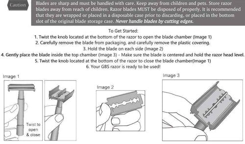 G.B.S Adjustable Double Edge Butterfly Razor Stainless Steel Knurled Handle Ergonomic Non Slip Grip