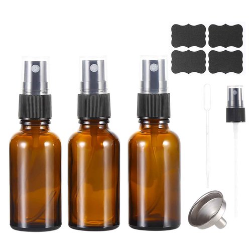 ALIFEIA 1 oz Amber Glass Spray Bottles,Small Empty Fine Mist Refillable Travel Spray Bottle for Cleaning,Perfume,Aromatherapy,Cosmetic Sprays,Hair,Essential Oils with Fine Mist Dispenser（3 Pack）