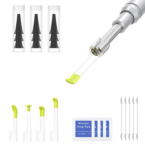 ScopeAround Ear Spoon with Ear Camera Otoscope Accessories, Compatible with Digital Otoscope, Includes 9 Speculums, 4 Ear Picks, and 1 Pack of Q-Tips, Lens Diameter: 3.9mm