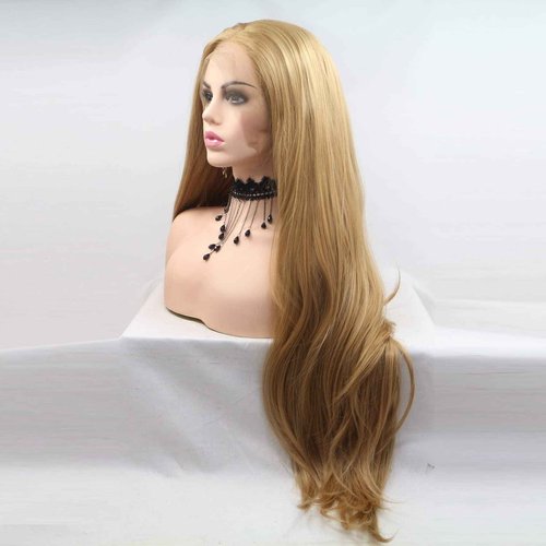 xiweiya 26# Blonde Wig Long Silky Straight Golden Blonde 13x3 Lace Frontal Wig Heat Resistant Hair Middle Part Glueless Wigs Cosplay, Halloween Drag Queen Wigs Wear and Go Wig 26inch