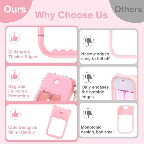 taessv Hand Sanitizer Spray Case for Touchland Silicone Touchland Case Keychain Cute Hand Sanitizer Spray Holder Compatible with Touchland Power Mist Gentle Mist Glow Mist, Pink