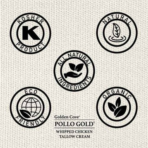 Pollo Gold Whipped Chicken Tallow Cream – Collagen-Rich Organic Face & Body Moisturizer with Olive & Essential Oils | Handmade in USA | For All Skin Types – 2 oz (Vanilla Bean)