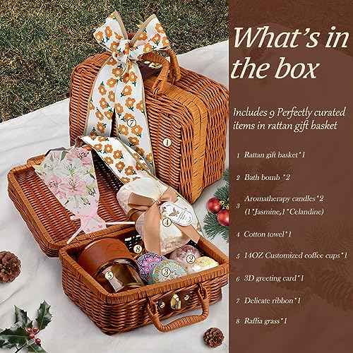 Birthday Gifts for Women,Happy Bath Set Relaxing Spa Gift Baskets Ideas for Women,Her,Mom, Sister, Coworker, Wife, Girlfriend, Daughter,Unique Get Well Soon Self Care Holiday Gift Basket for Women.