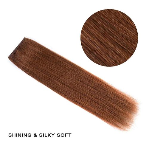 16" Clip in Hair Extensions Remy Human Hair for Women - Silky Straight Human Hair Clip on Extensions Medium Auburn 55grams 4pieces #30 Color