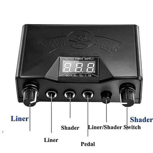Narkysus Dual Digital Tattoo Machine Power Supply Kit with Foot Pedal and Clip Cord