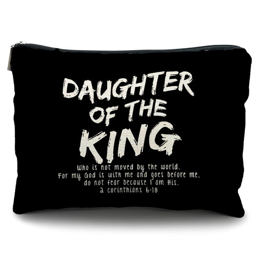 Likjad bible verse makeup bag，Daughter of the king makeup bag，christian makeup bag Cosmetic Bag，inspirational gifts for women，christian gifts for women faith，christian gifts for girls(black)