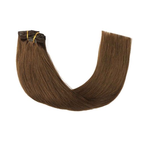 Sindra Hair Extensions Real Human Hair Clip ins 14Inch Chocolate Brown Clip in Hair Extensions Real Human Hair Extensions Clip ins Remy Straight For Woman 100G 6Pcs(clip#4 14inch)