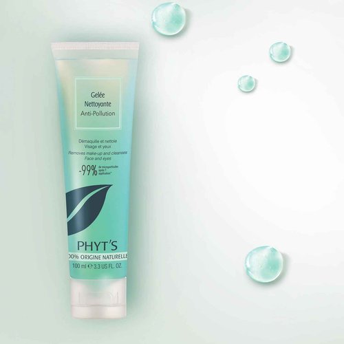 Phyts Anti-Pollution Cleansing Jelly - Facial Cleanser for Women - Removes Waterproof Makeup and Impurities - Nourishes Skin - 3.3 oz
