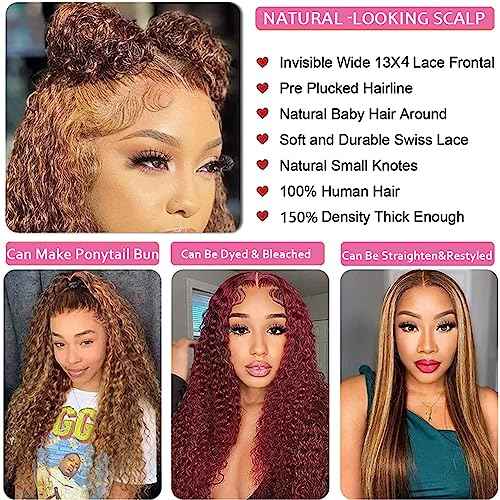 Chesma 28inch Highlight Ombre Lace Front Wig Human Hair 13x4 HD Honey Blonde 4/27 Deep Wave Lace Frontal Wigs Glueless Wigs 180 Density