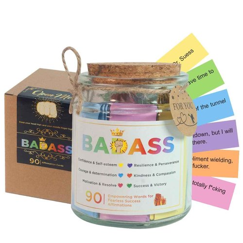 Badass Affirmation Jar, 90 Daily Affirmation Jar for Women, Positive Affirmation Cards, Motivational Cards, Daily Affirmations, Words of Affirmation, Badass Gifts For Women