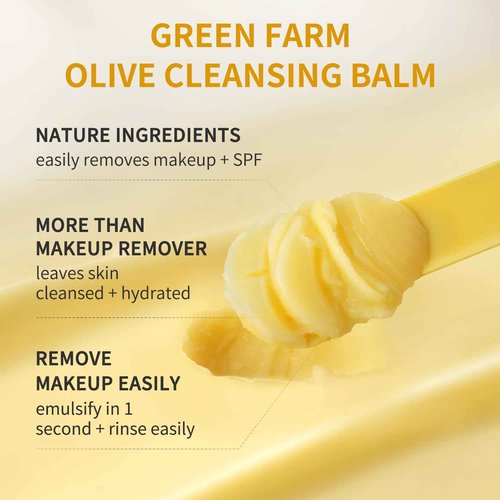 GREEN FARM Makeup Remover Cleansing Balm - Olive Oil Based Cleanser for Face&Body - Melts From Balm to Milky Lather-For All Skin Types, 2pcs