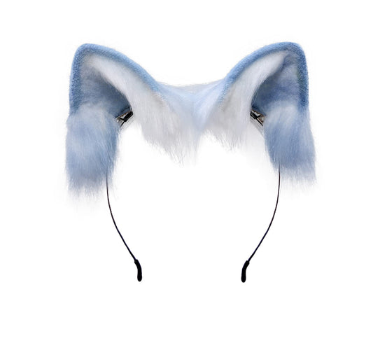 Fxaelian Cosplay Fox Wolf Bear Cat Dog Ears Headband Hairband Hair Clips Halloween Costume Party Headpiece Headwear Hair Accessories Blue