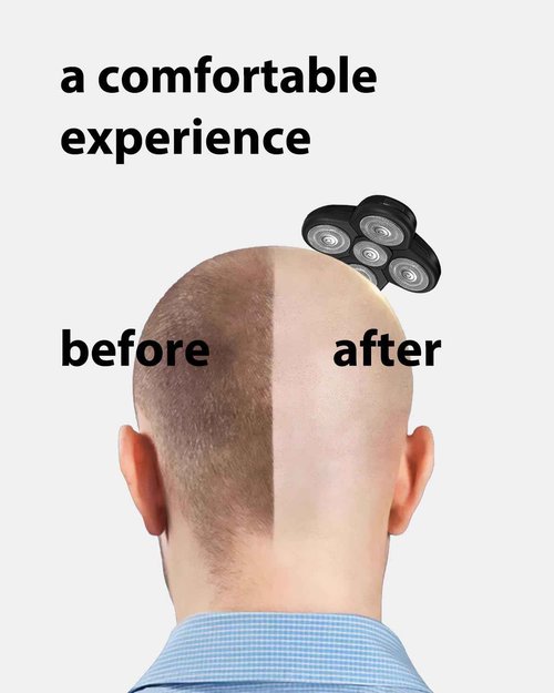 4 Pack Head Shaver Replacement Blades, 5 - Blade Shaver Replacement Heads for Bald Men Freedom Shaving, Head and Face Electric Razor Refills, with 3 Cleaning Brush