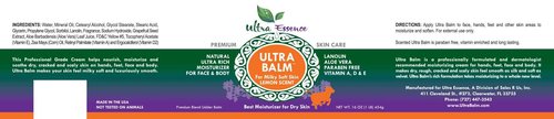 Ultra Balm Daily Moisturizer 16 oz For Dry Itchy Skin, Psoriasis and Eczema, Contains Lanolin, Vitamins A, D & E, Aloe Vera, To Moisturize Face, Body, Dry Hands & Cracked Heels (Lemon)