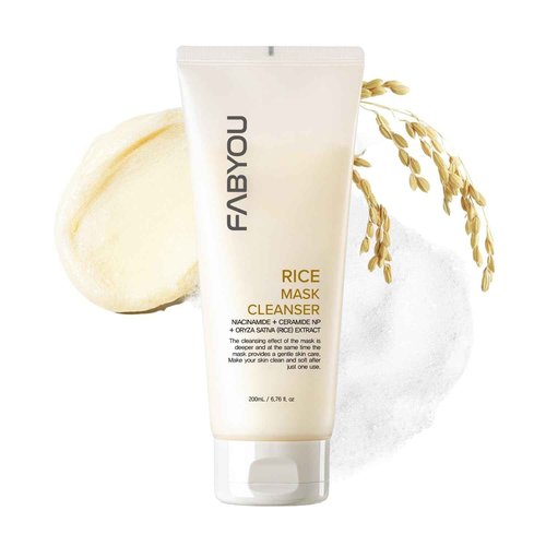 Rice Mask Cleanser 6.76 fl oz - Glow-Boosting & Hydrating Face Wash with Jeju Rice & Natto Gum, Gentle Exfoliating Daily Foam Cleanser, Deep Pore Cleansing, Non-Irritating- Korean Skin Care