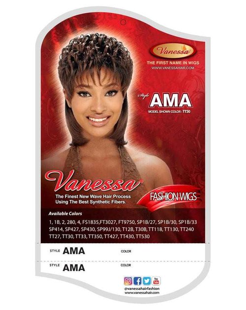 Vanessa AMA (1B Off Black) SHORT FRONT MEDIUM LENGTH STRAIGHT BACK WIG