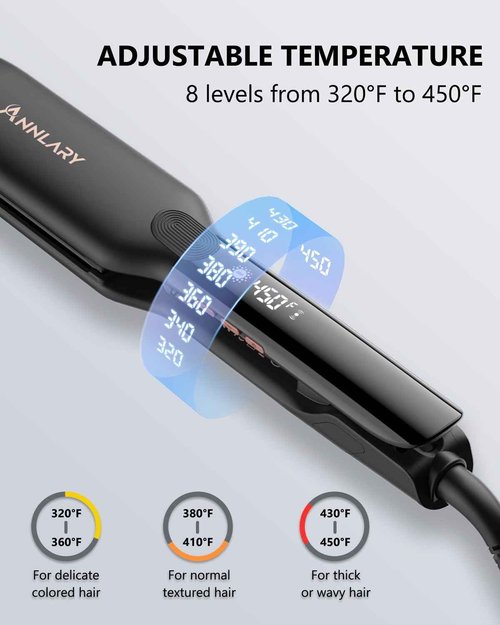Annlary 1.75 Inches Flat Iron Hair Straightener with Heat Resistant Silicone Mat Pouch, Professional Ceramic Ionic Dual Voltage Straightener for Less Frizz, Shinier & Smoother Hair