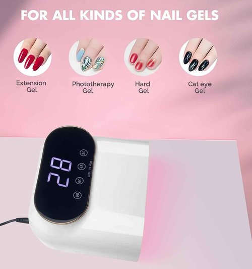 OBEEGOO 76W UV LED Nail Lamp Light Dryer for Nails Gel Polish,LED Nail Dryer with 38 LED Beads,4 Timer,Smart Sensor,LCD Display Fast Curing Gel Nail Polish Nail Art Tools Manicure Accessories