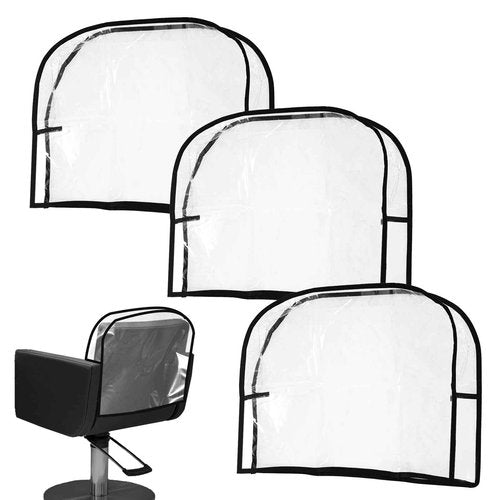 LYIYEYAN 3Pcs Salon Chair Cover, PVC Clear Chair Back Covers, Waterproof Salon Chair Covers Protectors, Soft Salon Chair Back Cover, Fits Most Standard Salon Chairs Office Chairs, 20"x 15.7"x 4.7"