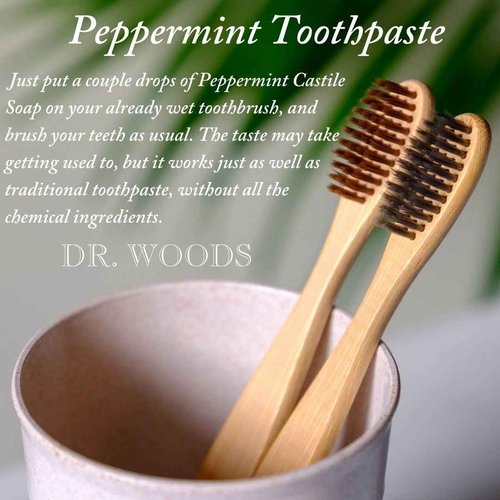 Dr. Woods Peppermint Liquid Castile Soap- Castile Soap with Pure Peppermint Oil, Body Wash for Men and Women, Contains Olive Oil, Natural Cleanser for Face, Hands, and Body - 32 Fl Oz, Pack of 2