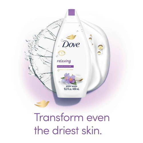 Dove Body Wash Relaxing 4-Pack – Jasmine & Coconut Milk for Softer, Smoother Skin, 15.2 Oz Ea