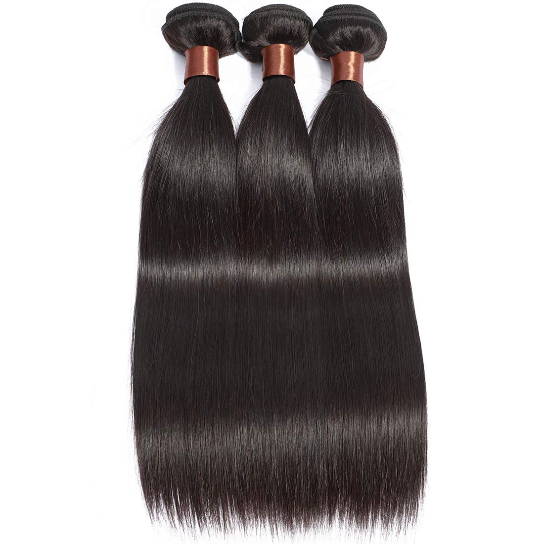 ANGIE QUEEN Unprocessed Brazilian Virgin Hair Straight Hair 3 Bundles Weaves Virgin Human Hair Extensions Natural Color (100+/-5g)/pc (20" 22" 24") Can Be Dyed and Bleached