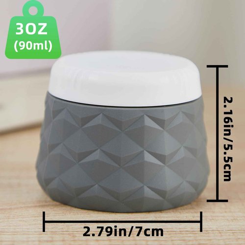 Silevoler Travel Size Containers for Toiletries, TSA Approved Travel Size Toiletries Silicone Cosmetic Cream Jars, Leak-Proof Refillable Containers W/Clear Bag (GRAY, 3OZ)